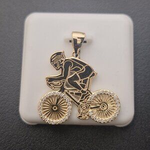 0.75ctw 14k gold over 925 Sterling Silver moissanite Bikers Pendant